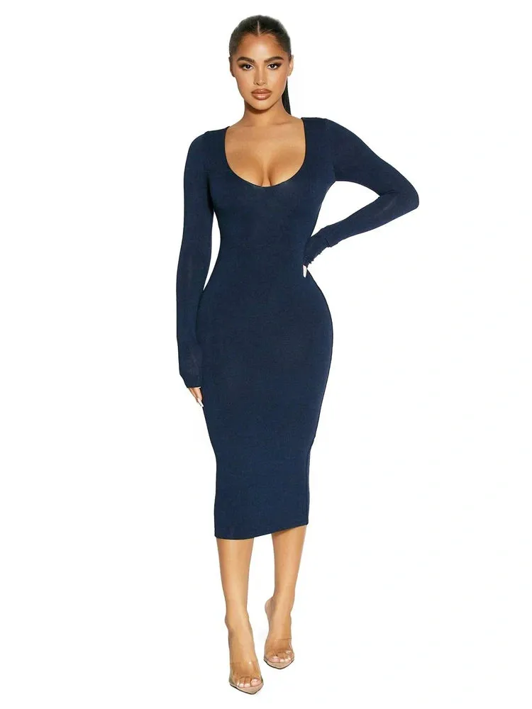 NW Sculpt V-Neck Midi Dress