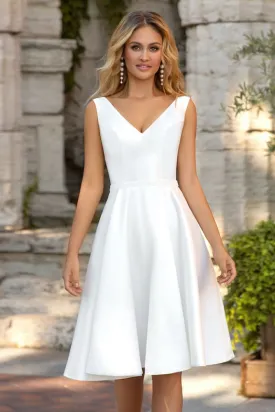 Ode To Love Satin V-Neck Tea Length A-Line Dress