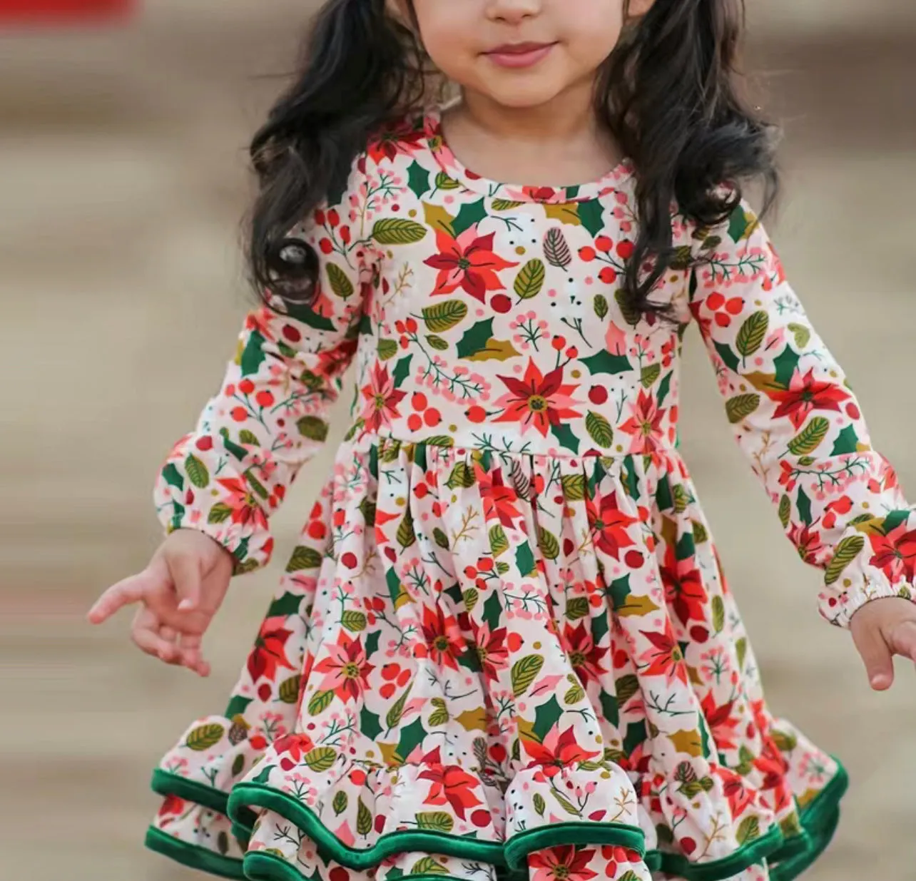 Perfect Poinsettia Double Ruffle Dress