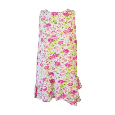 Pink Floral Print Dress with Ruffle Hem