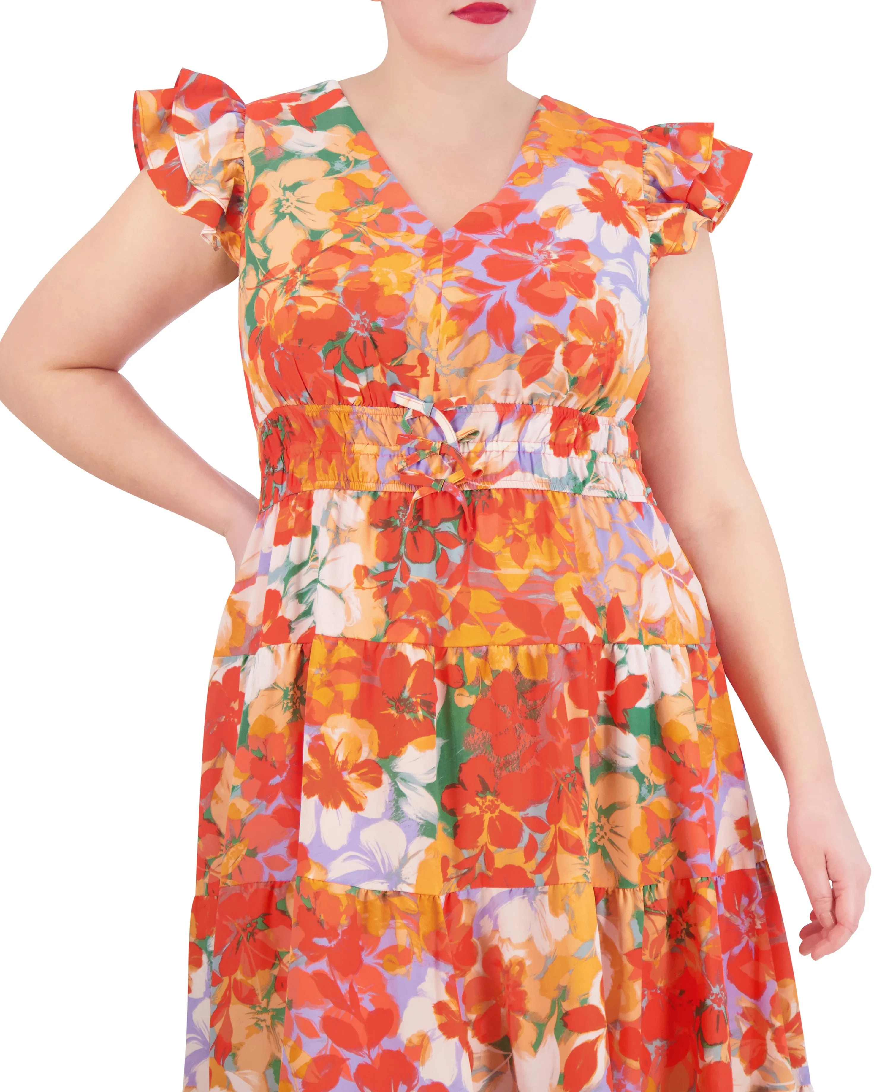 Plus-Size Floral-Print Tiered Dress