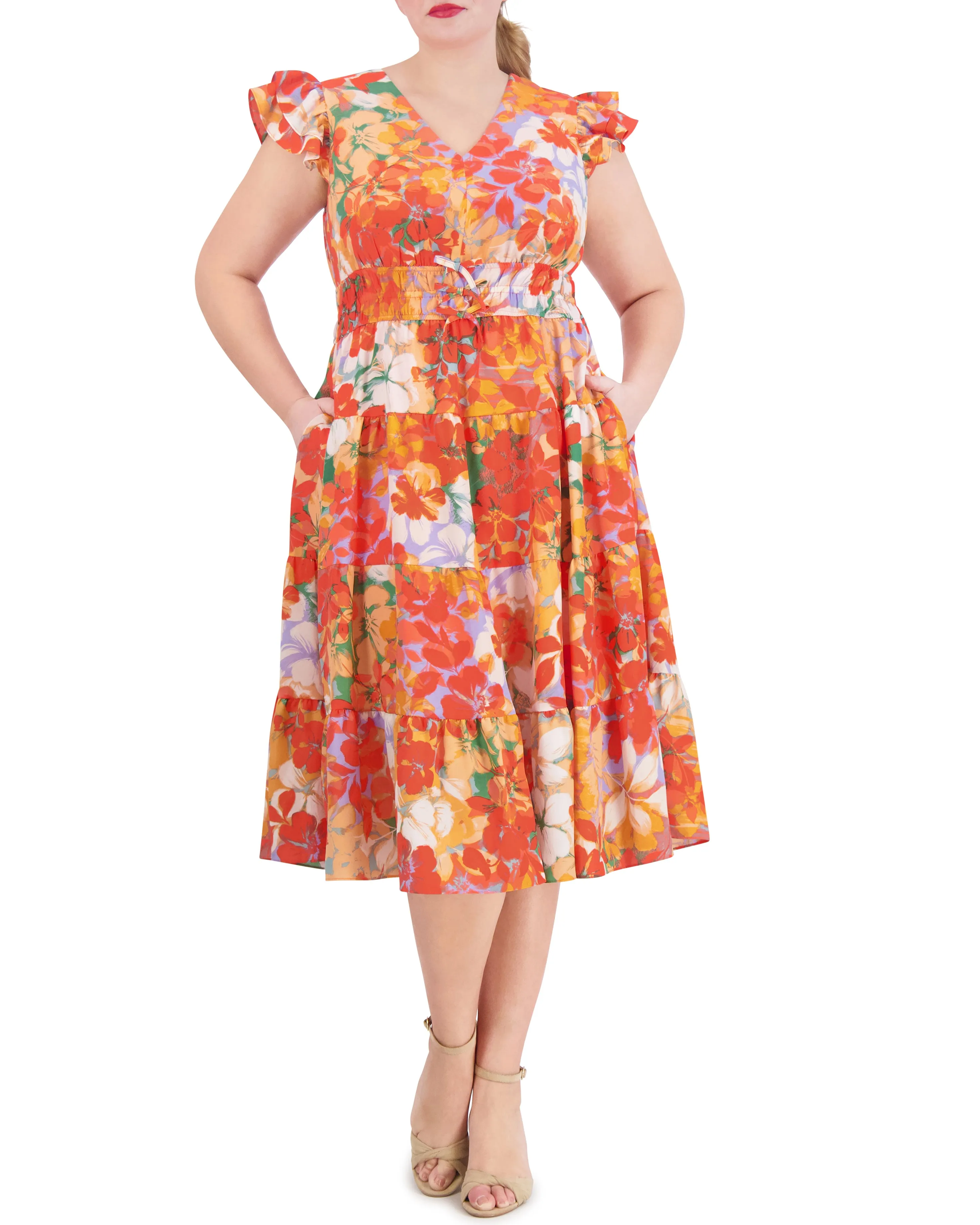 Plus-Size Floral-Print Tiered Dress