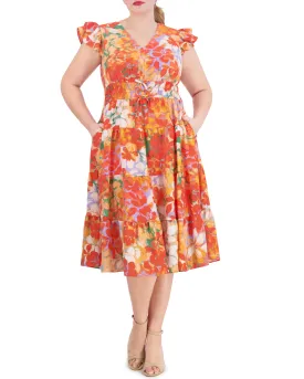 Plus-Size Floral-Print Tiered Dress