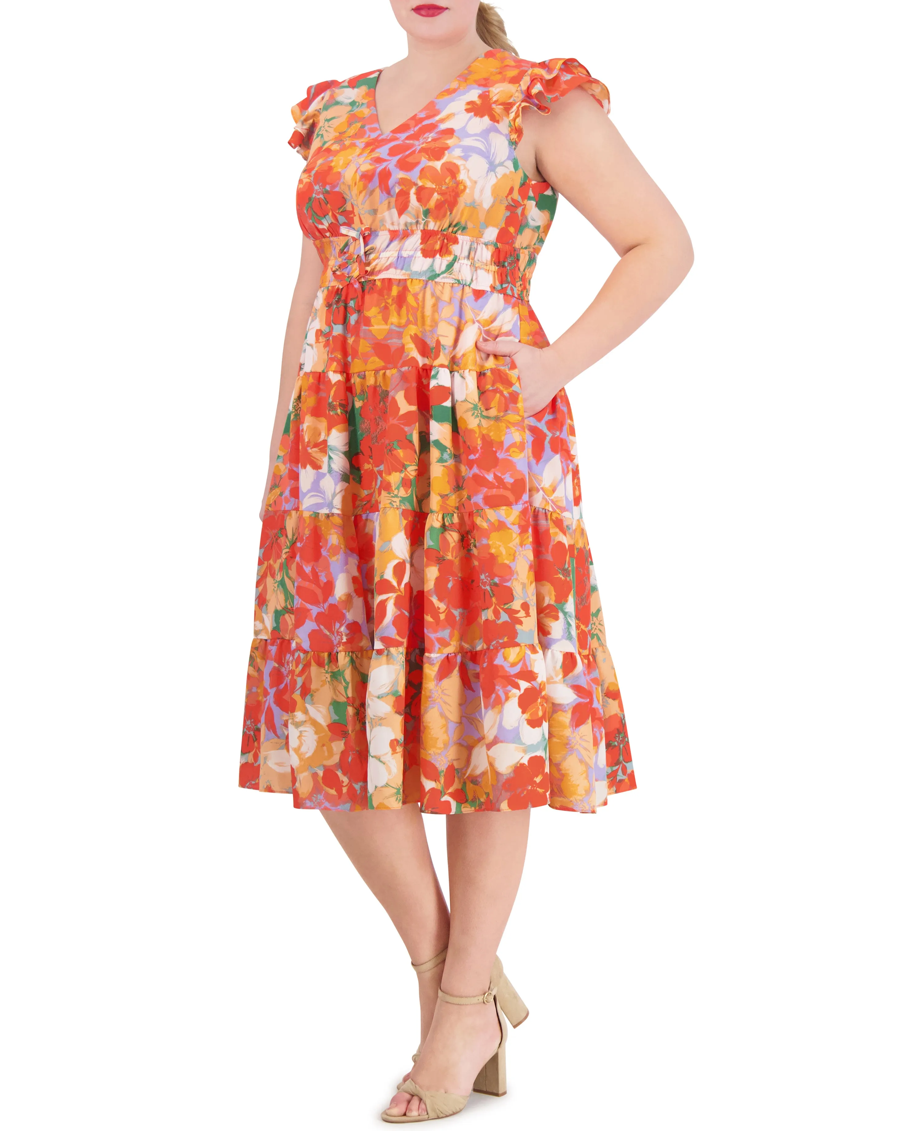 Plus-Size Floral-Print Tiered Dress