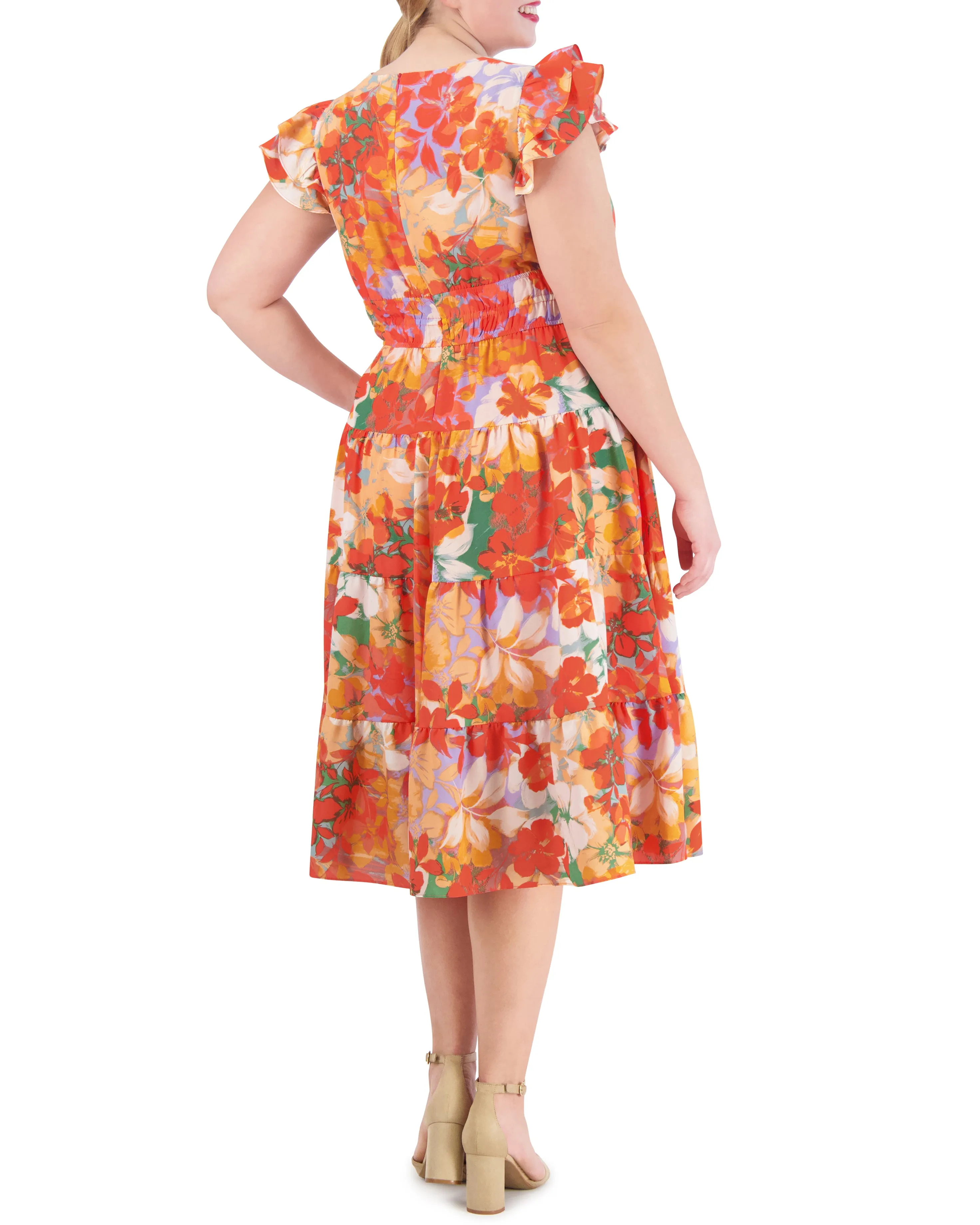 Plus-Size Floral-Print Tiered Dress