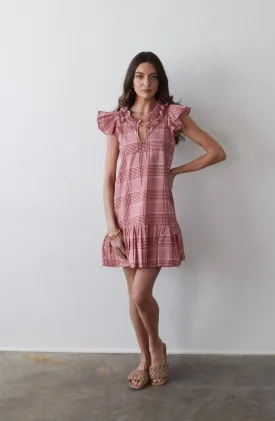 Rachel Dress Burgundy Cotton Plaid