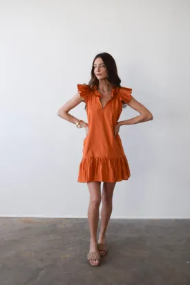 Rachel Dress Burnt Orange Cotton Windowpane