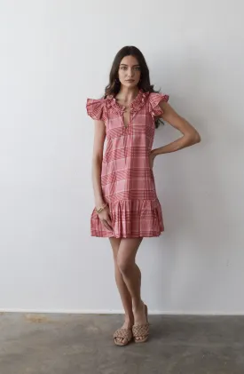 Rachel Dress Red Cotton Plaid