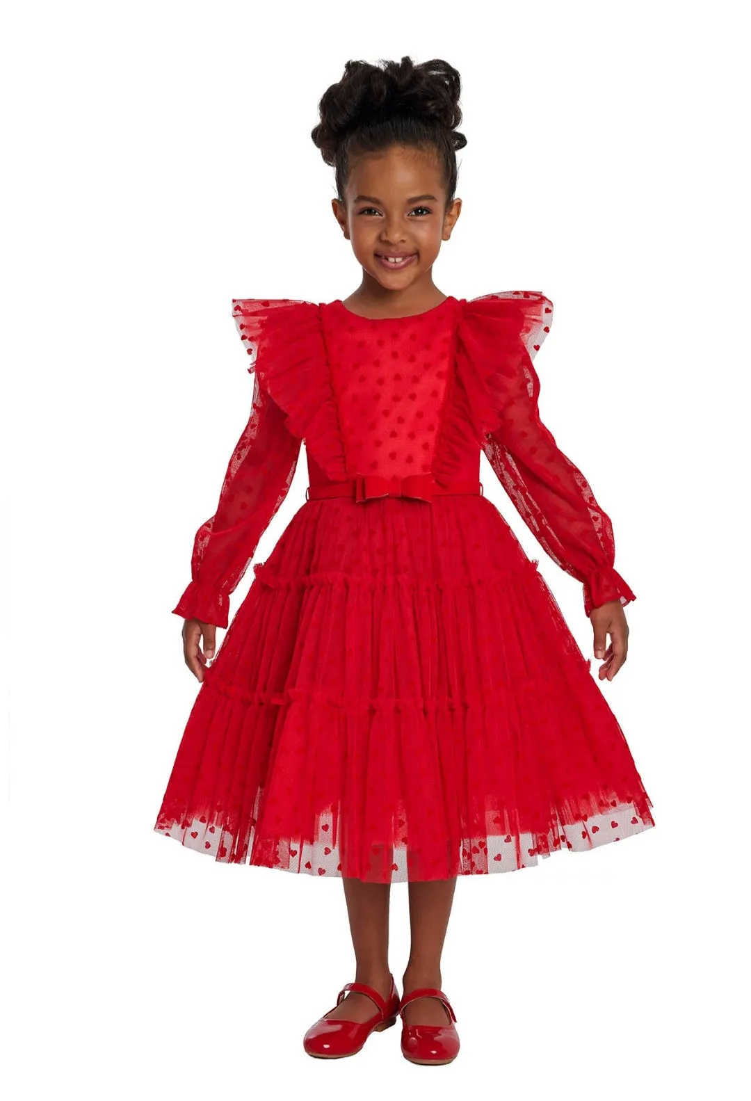 Red Heart-Shaped Girls Dress