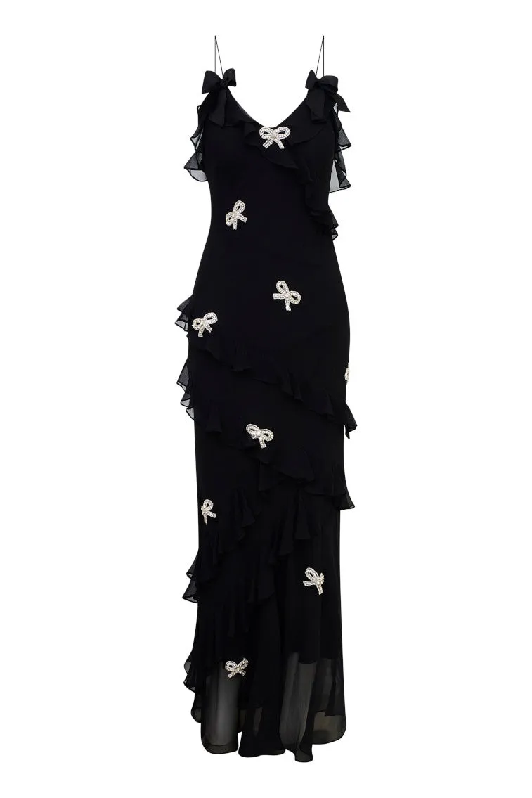 Rialto Crystal Bow-Embellished Maxi Dress