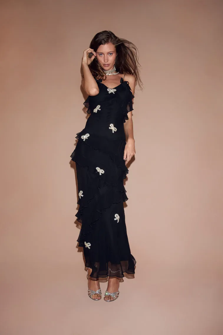 Rialto Crystal Bow-Embellished Maxi Dress