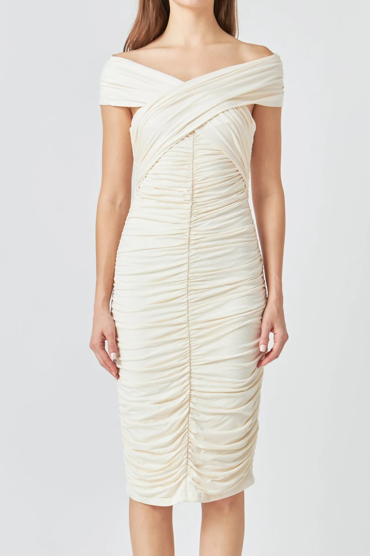 Ruched Bodycon Midi Dress