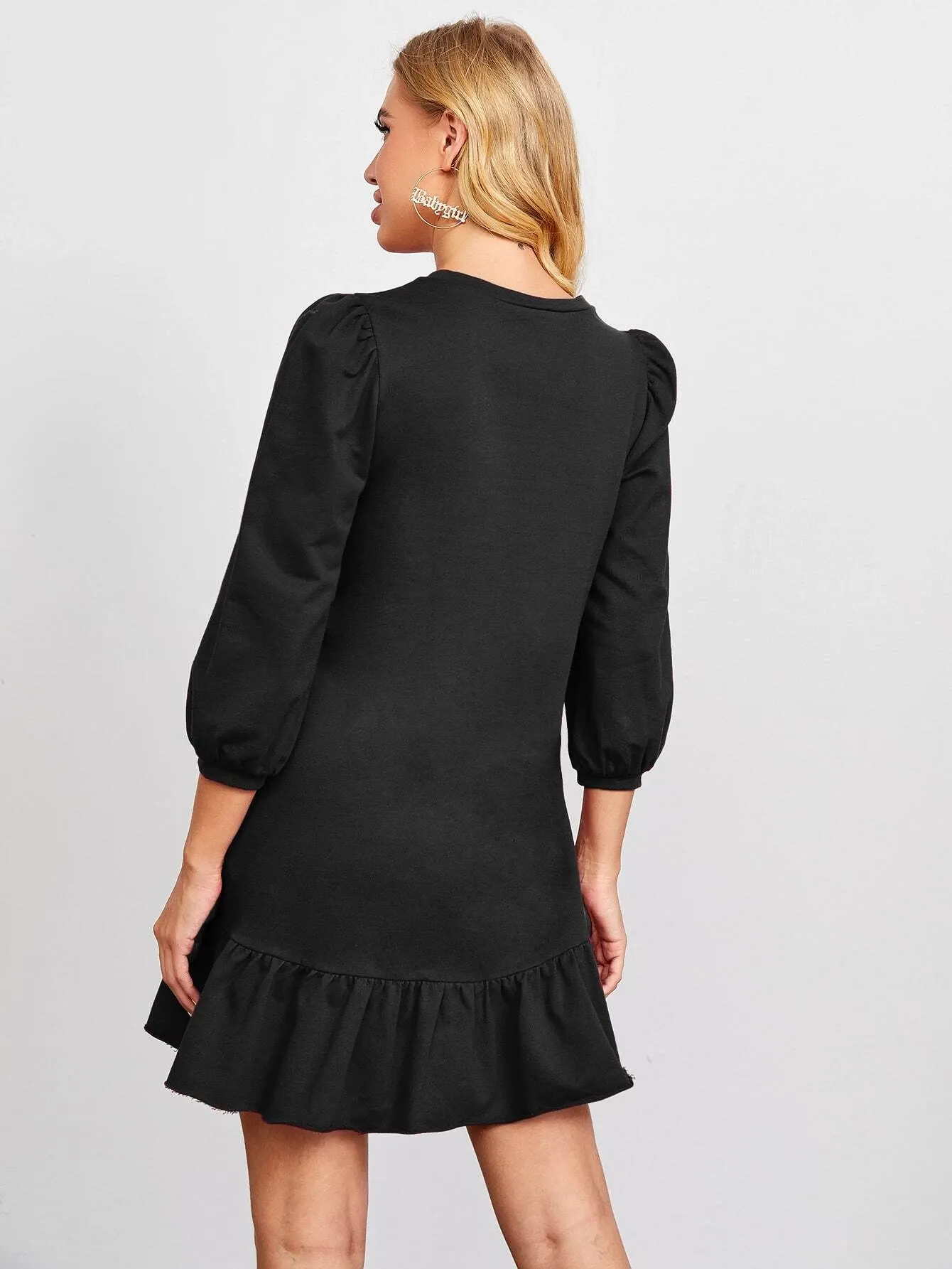 Ruffle Hem Dress Black