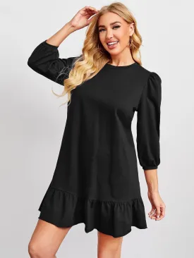 Ruffle Hem Dress Black