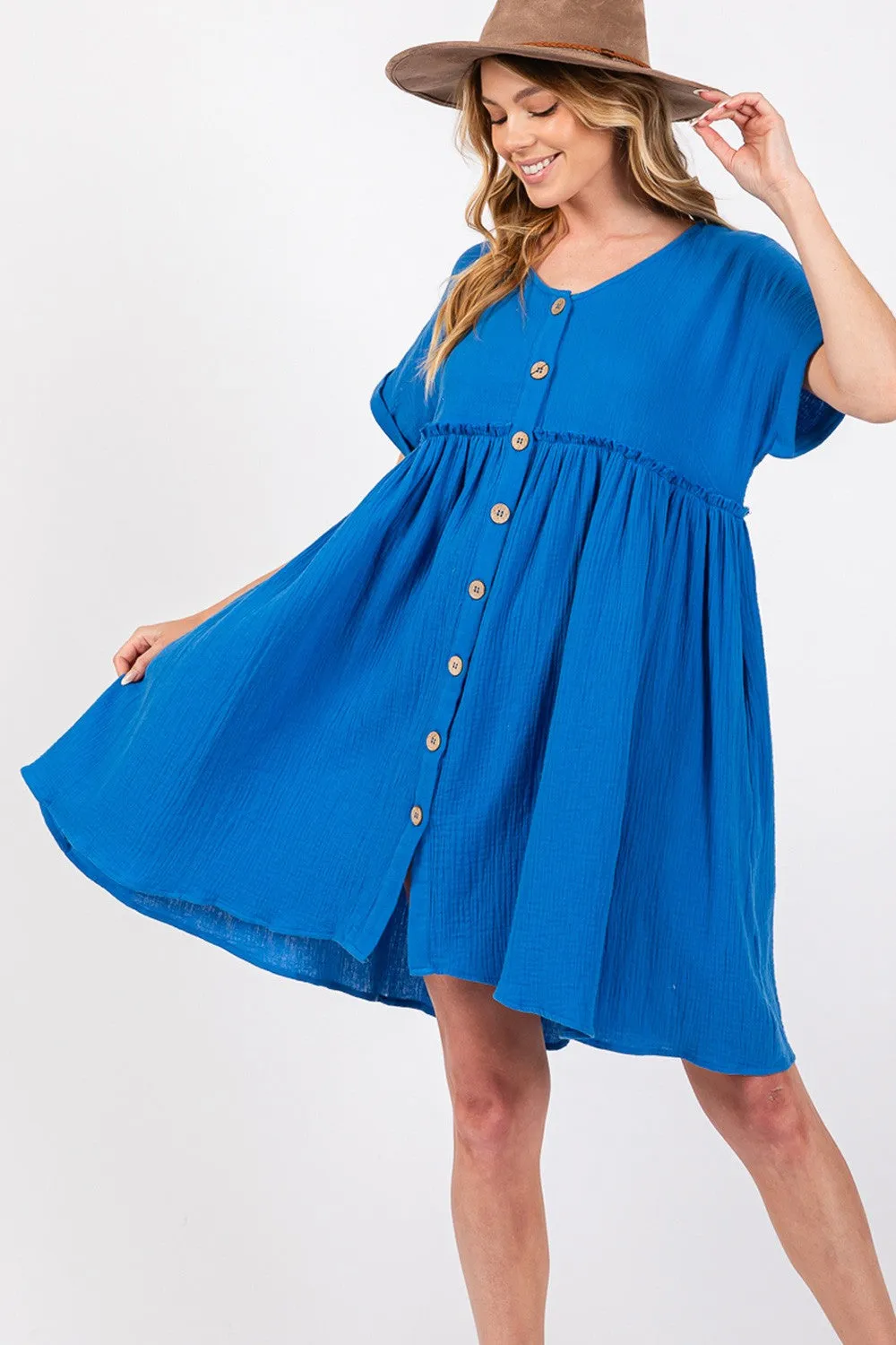 SAGE   FIG Button Up short Sleeve Dress