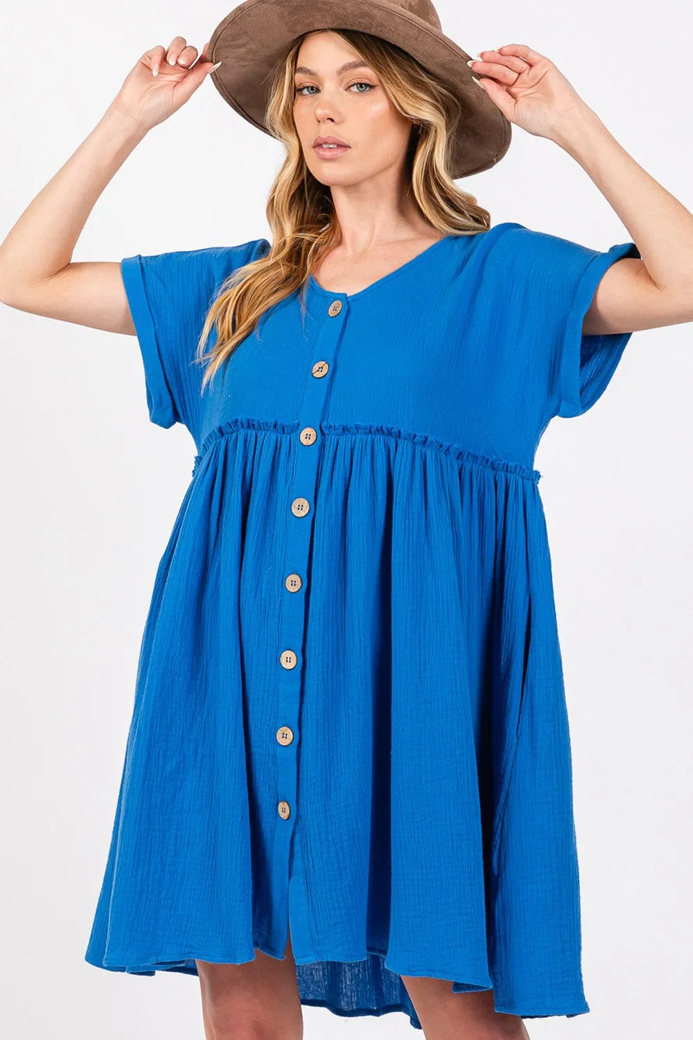 SAGE   FIG Button Up short Sleeve Dress