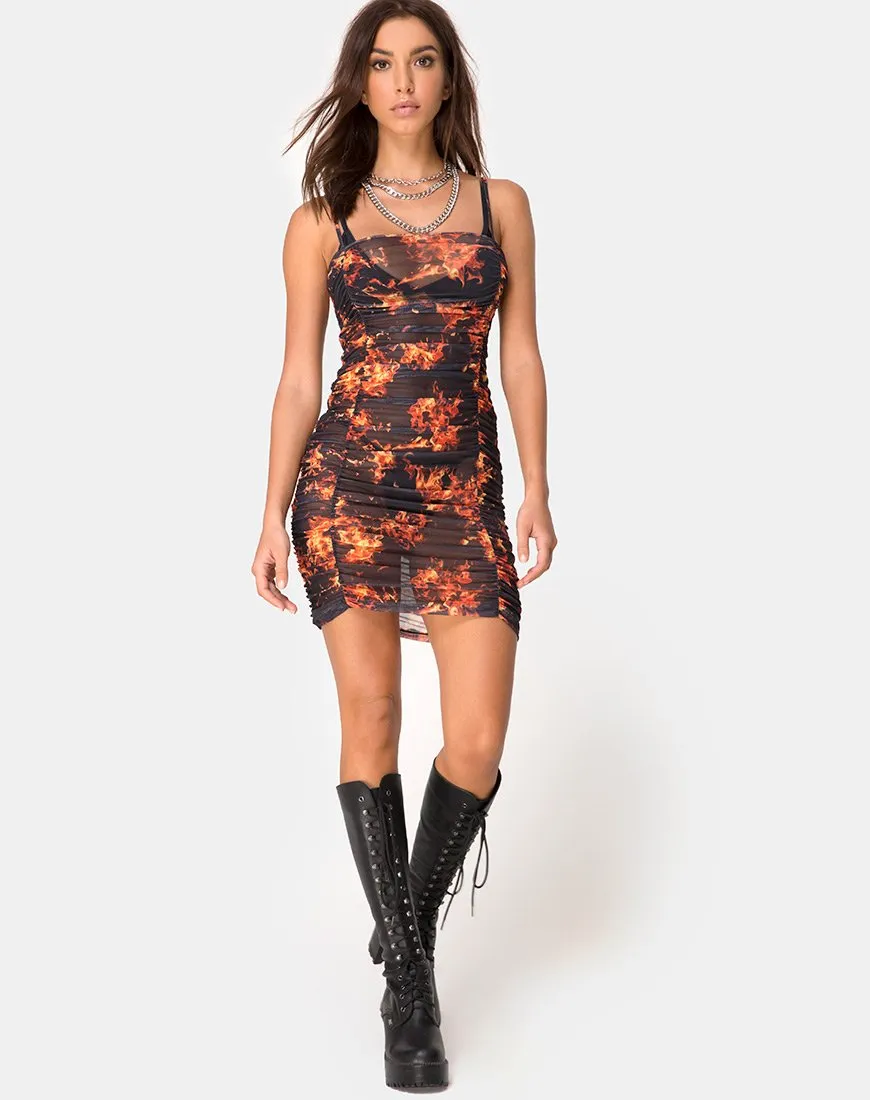 Seruchi Mini Dress in Fire Mesh