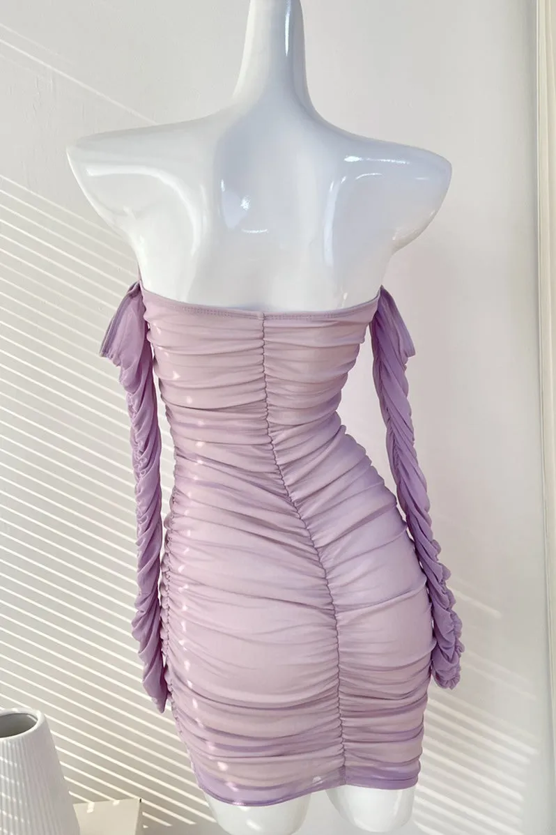 Sexy Mini Lilac Off Shoulder Party Homecoming Dress