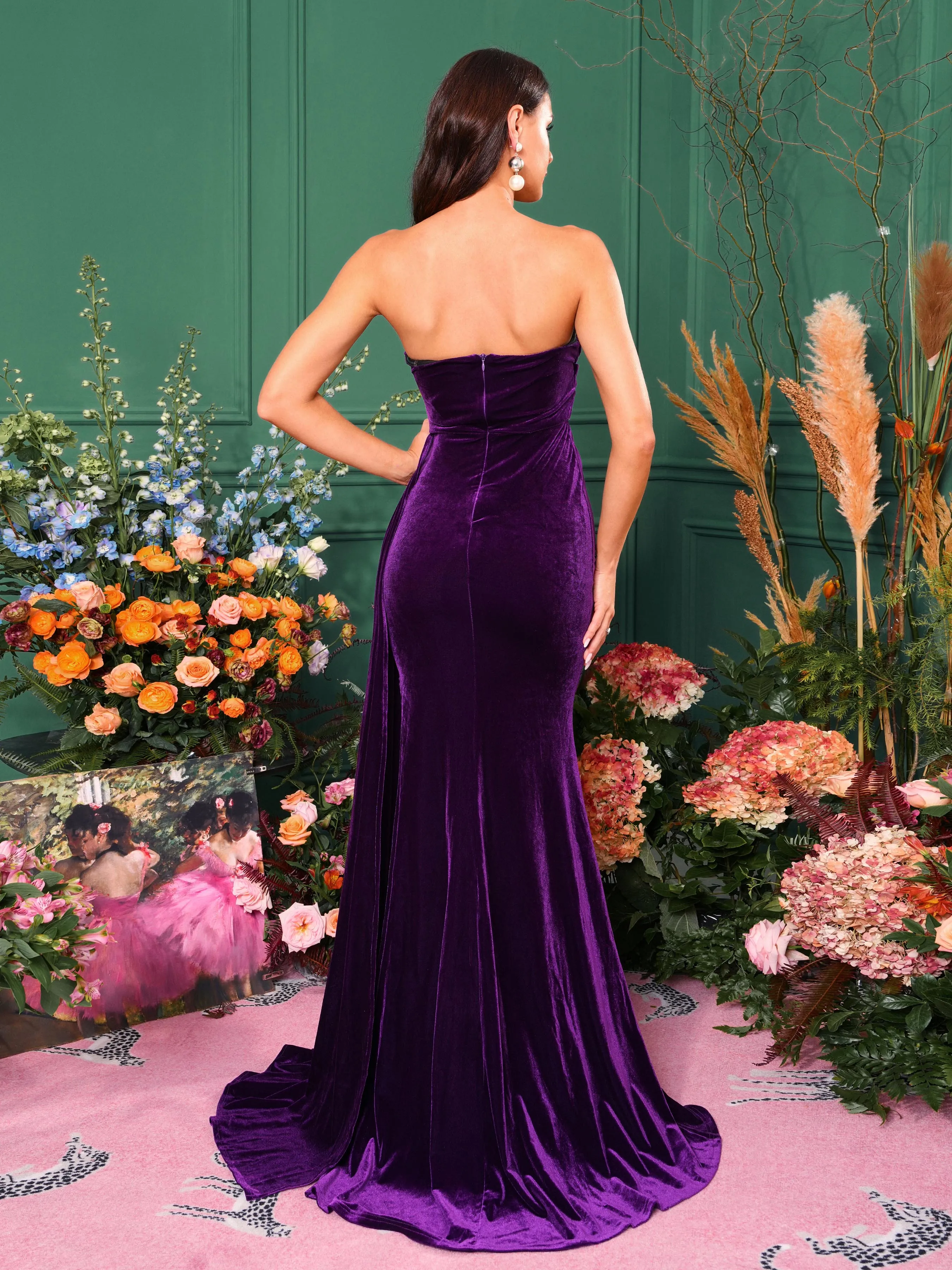 Strapless Velvet Prom Dress M02119