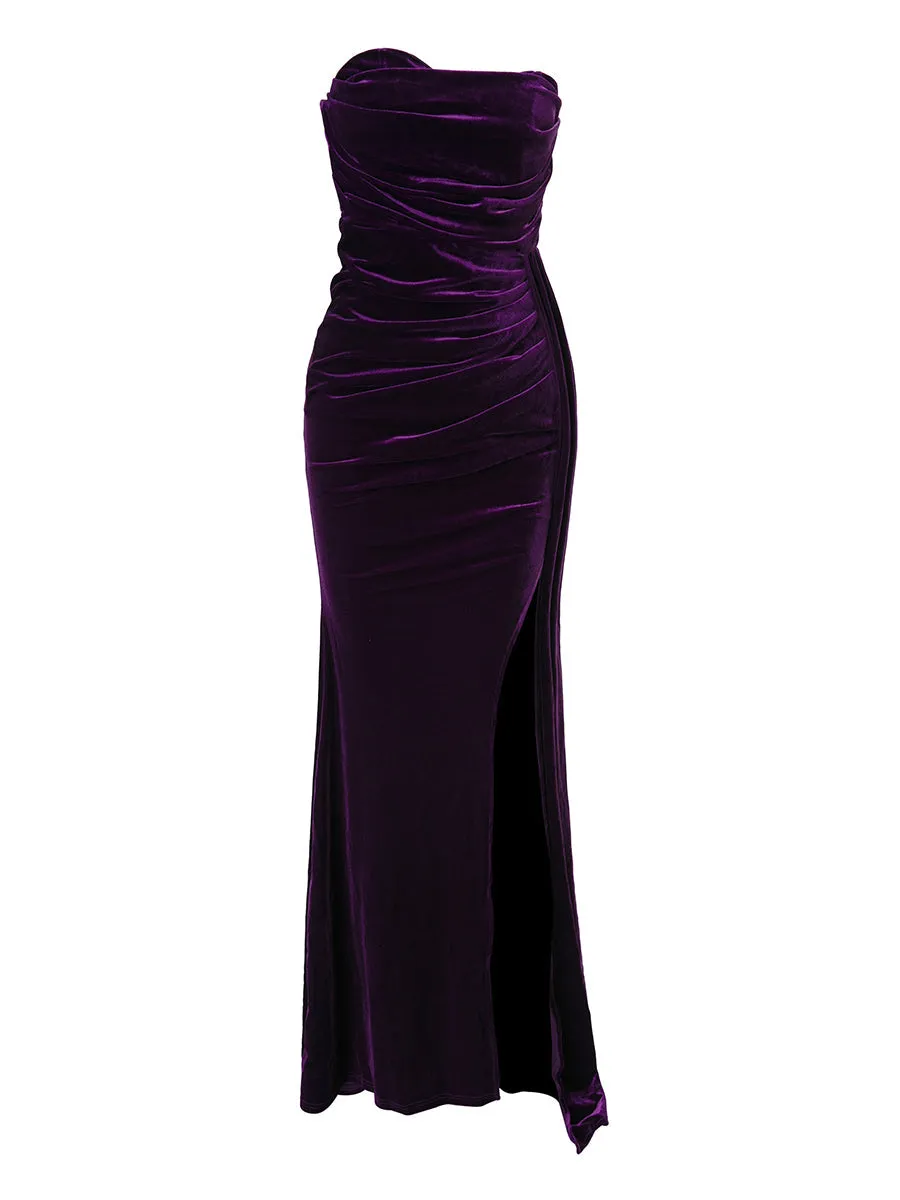 Strapless Velvet Prom Dress M02119