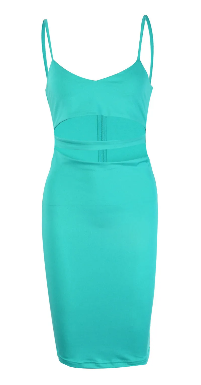 The Nina Cut Out Midi Dress Turquoise