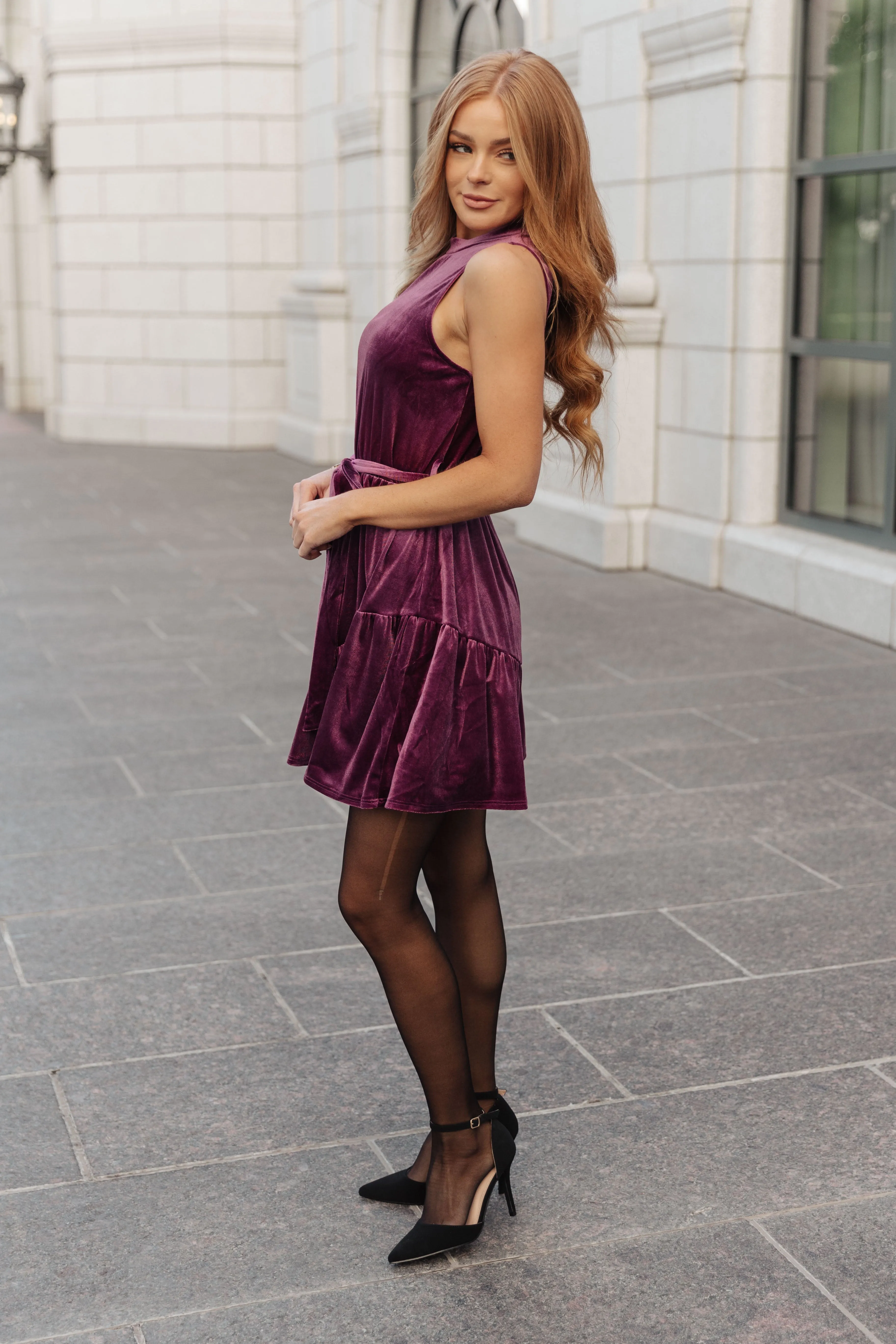 Tied In A Bow Velvet Dress - 11/8