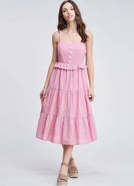 Tiered Button Front Eyelet Dress