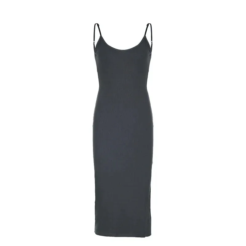 Uniwim Basic Sexy Halter Backless Midi Dress