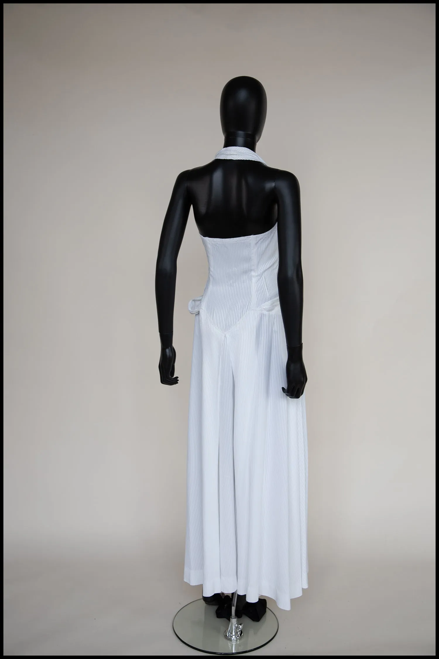 Vintage 1950s White Stripe Wedding Dress