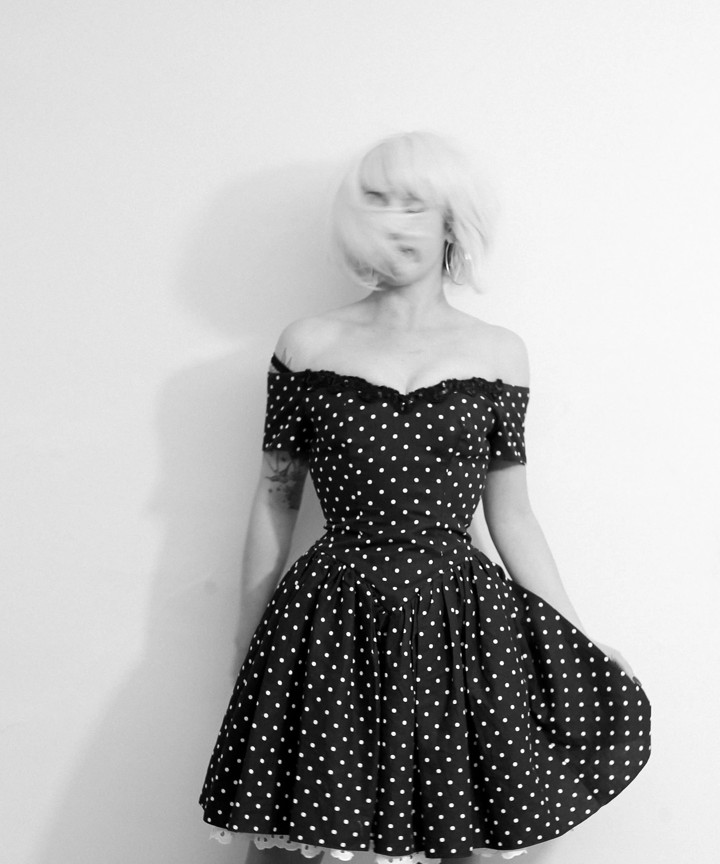 Vintage 1980s Black Polkadot Mini Dress