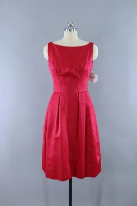 Vintage Red Satin Party Dress