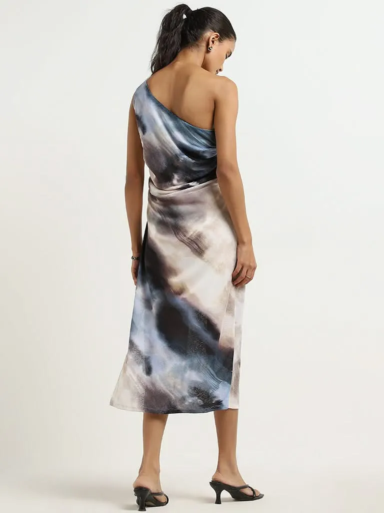 Wardrobe Multicolour Tie-Dye Design One-Shoulder Dress