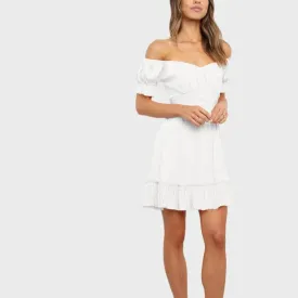 White Off The Shoulder Dress Ruffle Wedding Dress