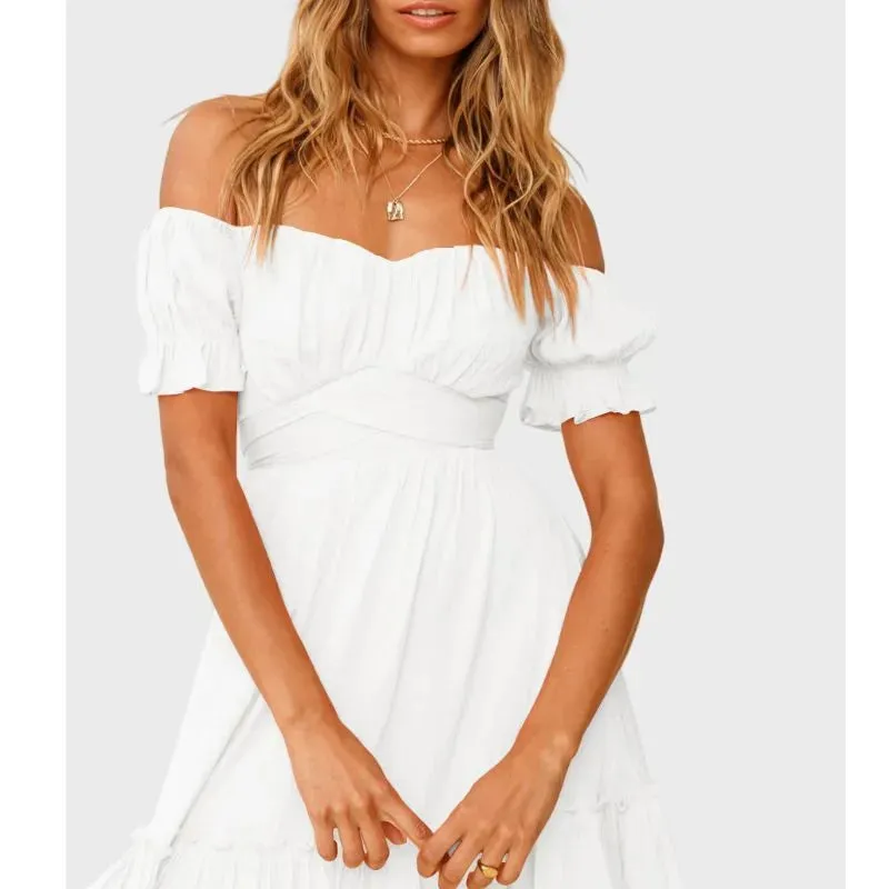 White Off The Shoulder Dress Ruffle Wedding Dress