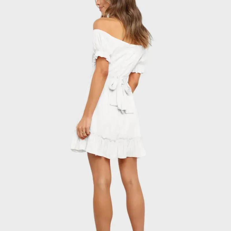 White Off The Shoulder Dress Ruffle Wedding Dress